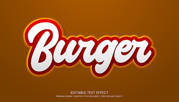 burger food editable 3d text effect template bold typography and abstract style
