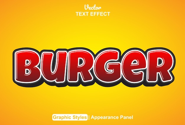 burger text effect with graphic style and editable
