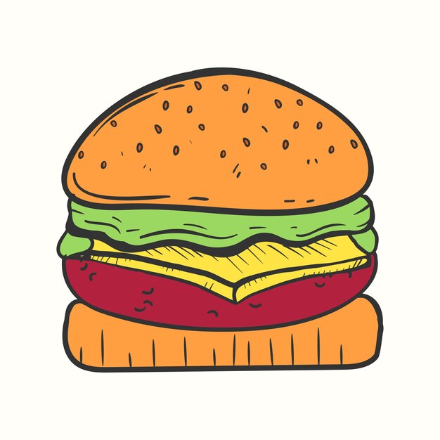 Burger vector illustration Burger hand drawn outline illustration
