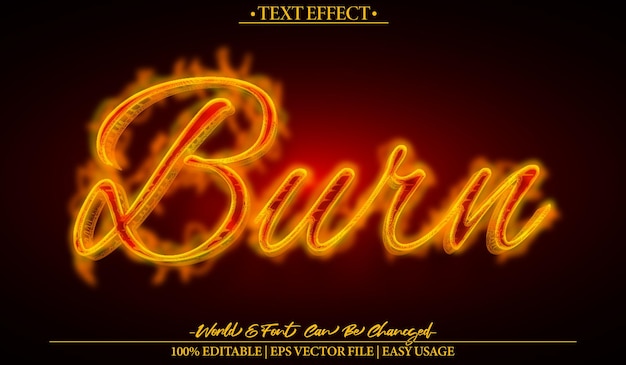 burn vector text effect editable alphabet flame fire hot heat bonfire orange red
