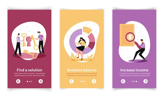 business analytics chart banners sets editable text and switch page buttons  illustration