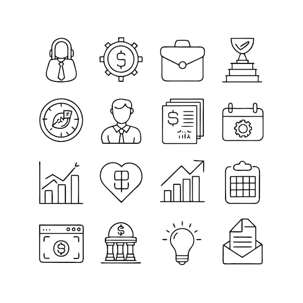 Business and Finance Icon Set Collection Vector for UI Documents Websites and Mobile Applications