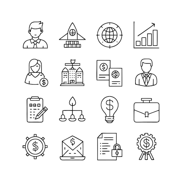 Business and Finance Icon Set Collection Vector for UI Documents Websites and Mobile Applications