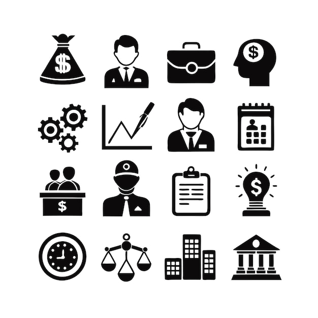 business and finance icon set collection vector for ui documents websites and mobile applications