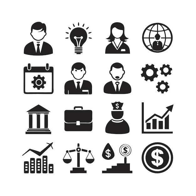 business and finance icon set collection vector for ui documents websites and mobile applications