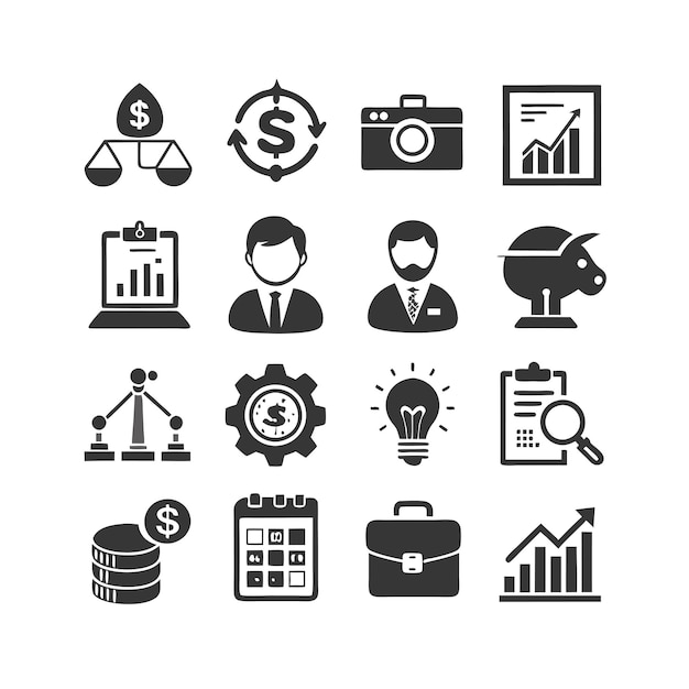 business and finance icon set collection vector for ui documents websites and mobile applications