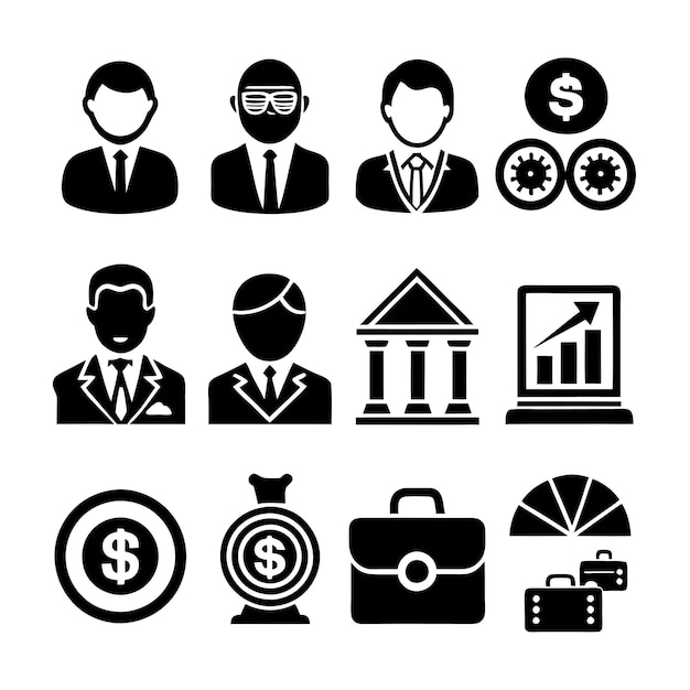 Business and Finance Icon Set Collection Vector for UI Documents Websites and Mobile Applications