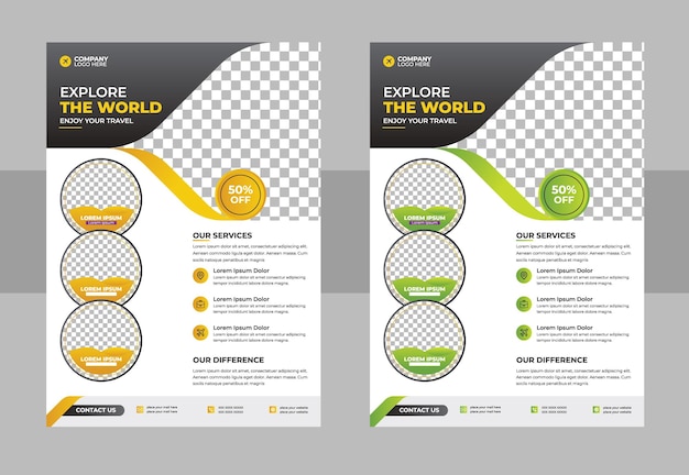 Business Brochure Template or Flyer design for Tour and Travel Business concept