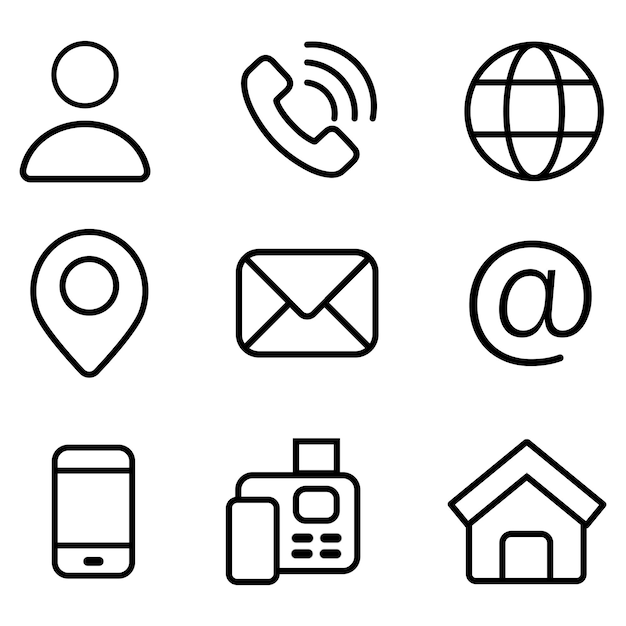 Business card set icon set in line style