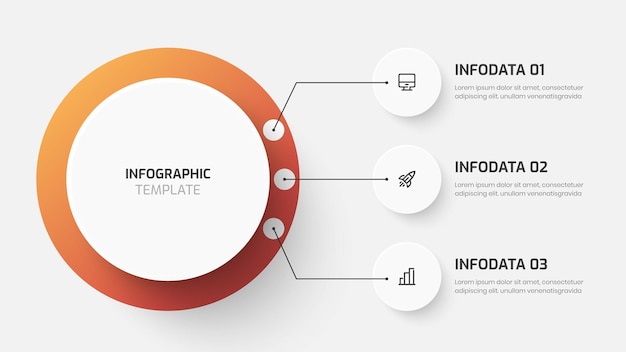 Business Central Circle Infographic Presentation with Gradient Color Circle Label 3 Option and Icon