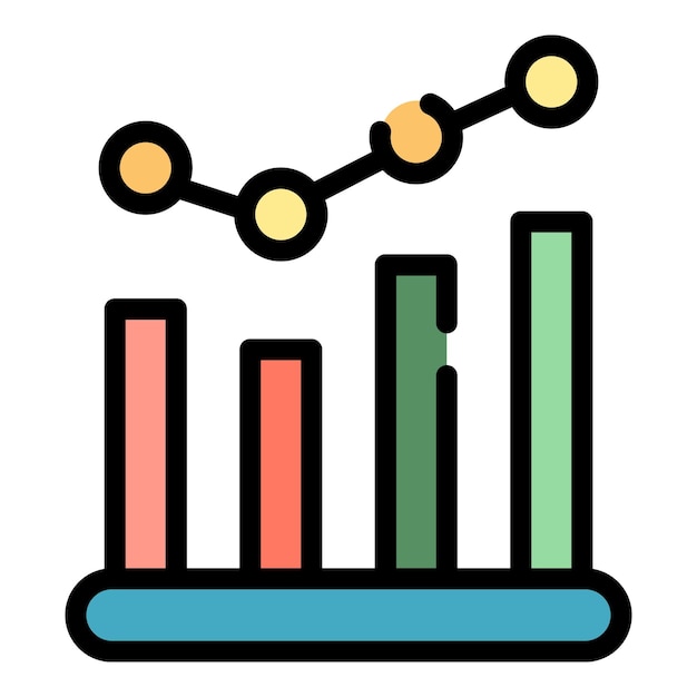Business chart icon Outline business chart vector icon color flat isolated