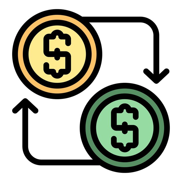 Business collaboration money exchange icon Outline business collaboration money exchange vector icon color flat isolated