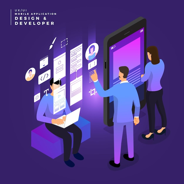 Business concept teamwork of peoples working UI / UX Design