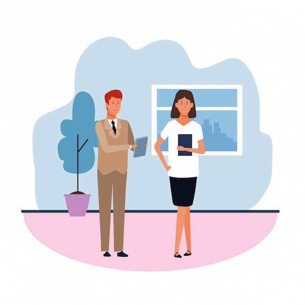 Business couple teamwork