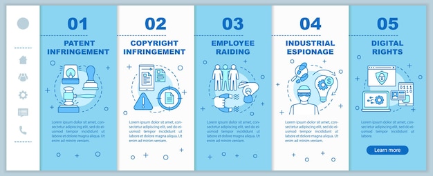 business ethics onboarding mobile web pages vector template. safe workplace. responsive smartphone website interface idea with linear illustrations. webpage walkthrough step screens. color concept