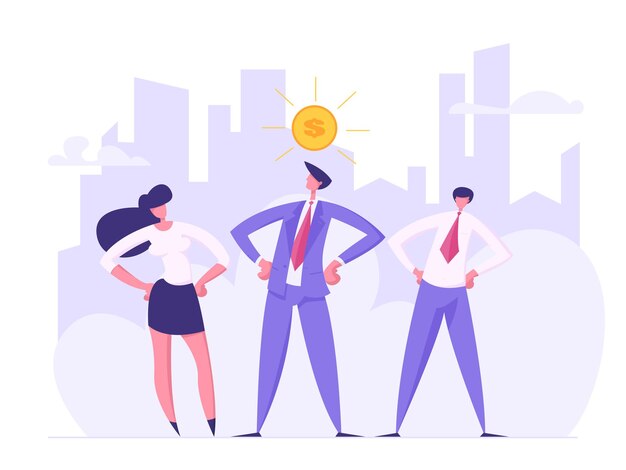 Business Financial Teamwork Success Concept with People Characters Illustration