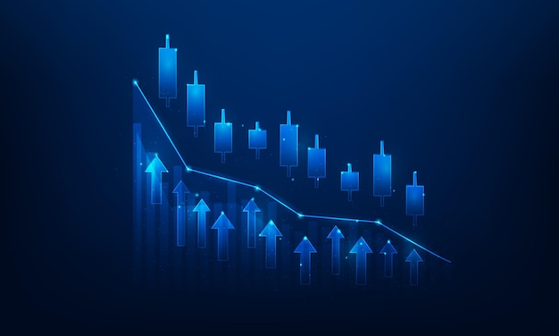 business graph trading investment on blue background finance forex graph growth technology