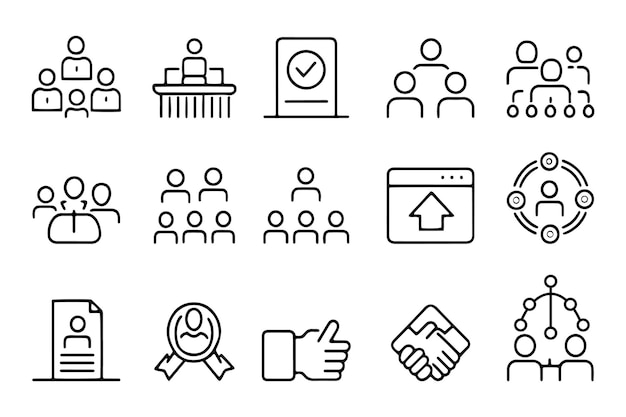 Business group Stakeholder related icons set isolated on white background flat vector illustration