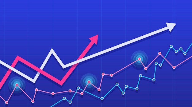 Business growth chart with upward arrows