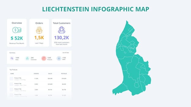 Business Growth Infographic Map of Liechtenstein