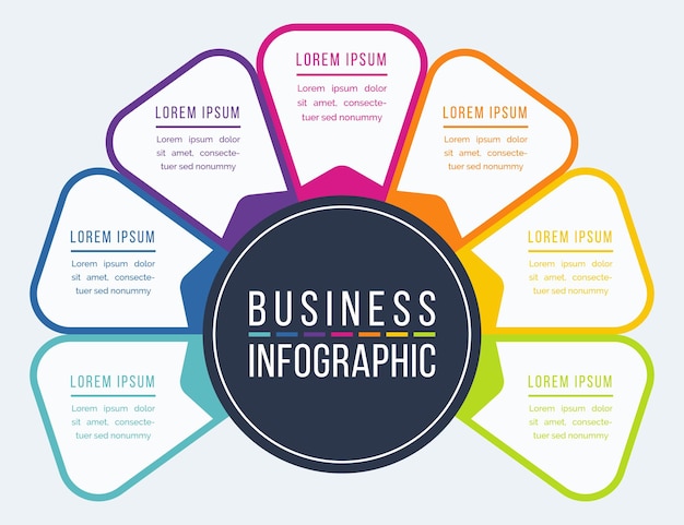 Business Infographic 7 Steps objects elements or options infographics design template for business