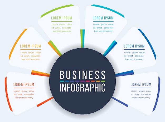 Business Infographic design 6 steps objects elements or options infographic business circle design