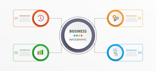 Business infographic design template with 4 options, steps or processes