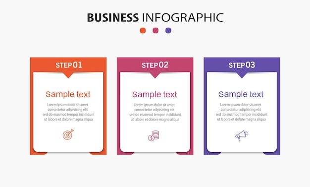 Business infographic template with 3 options or steps