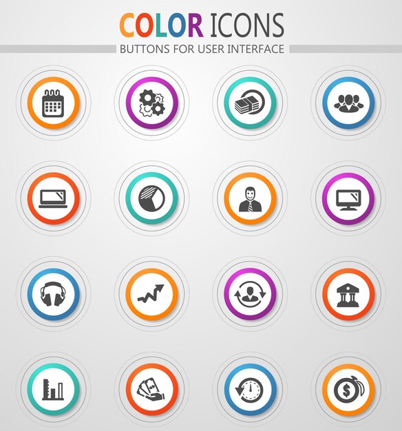 business management and human resources vector icons for user interface design
