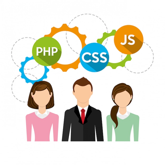 Business People and software code illustration