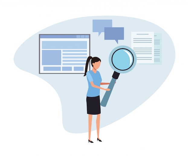 Business person presenting cartoon