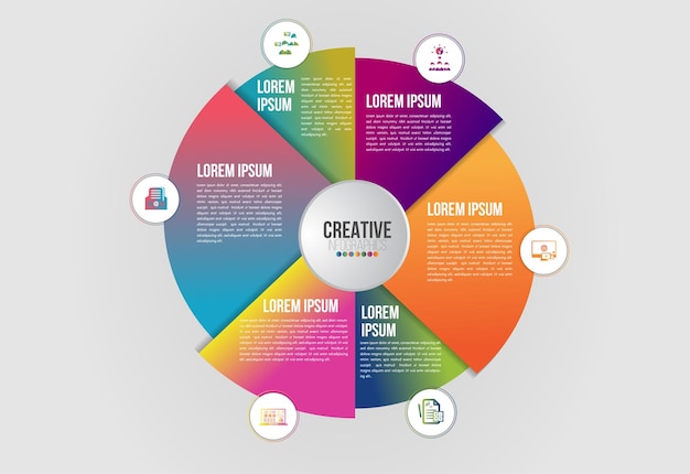Business presentation concept with 6 steps business and industry gear style infographic template