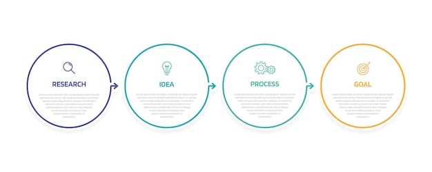 Business process infographic template with 4 options or steps Modern paper layout design with thin line Vector illustration graphic design
