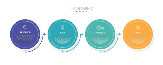 Business process infographic template with 4 options or steps Modern paper layout design with thin line Vector illustration graphic design