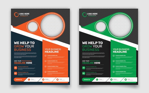 Business promotional dark corporate flyer template design with two color variation