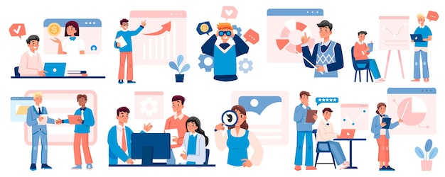 Business scenes in flat design