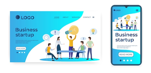 Business startupTemplate for the user interface of the website's home pageLanding page template