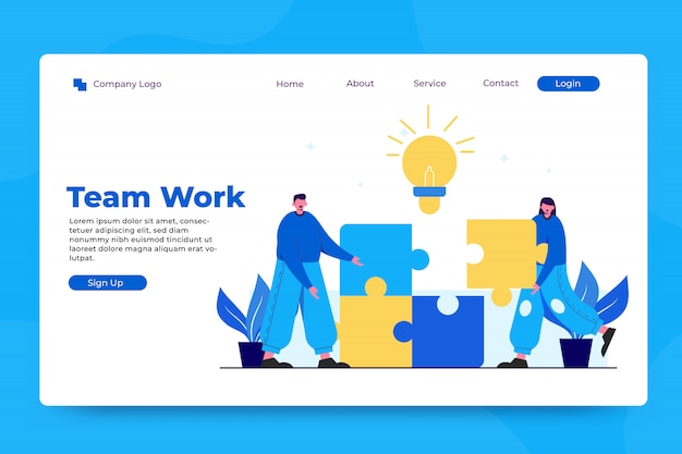 business team work concept landing page template