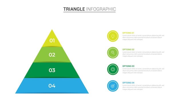 business triangle diagram infographic design 4 steps on white background