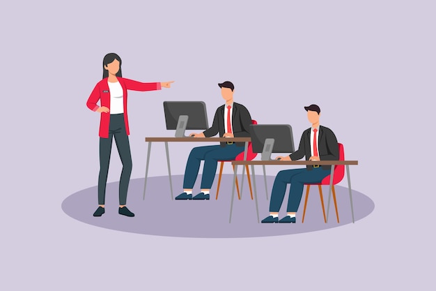 Business Woman concept Colored flat vector illustration isolated