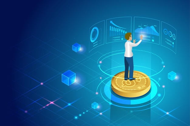 businessman analysing virtual graph network connecting on investment platform with secure financial