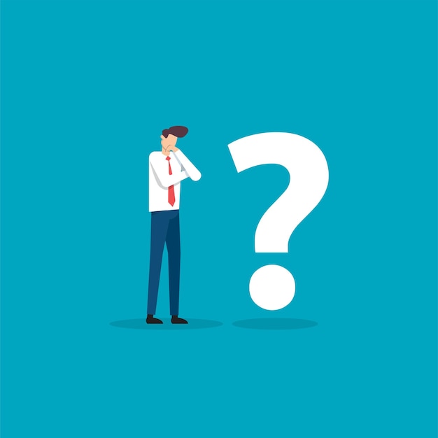 businessman and question mark Business dilemma decision challenge and solution vision concept