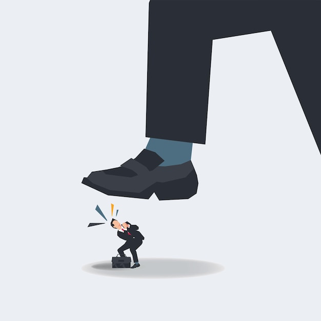 Businessman looking up want to be stepped on vector illustration Under pressure in career or business concept