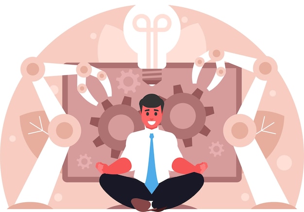 Businessman manages business processes Automation business Project management