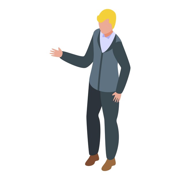 Businessman presenting something isometric icon