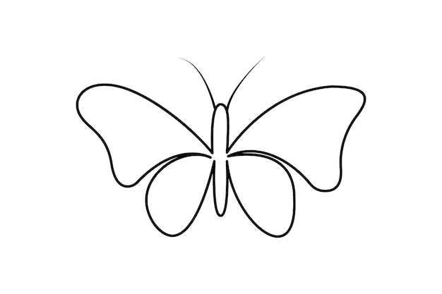 Butterfly continuous one line drawing of Isolated outline vector art white background