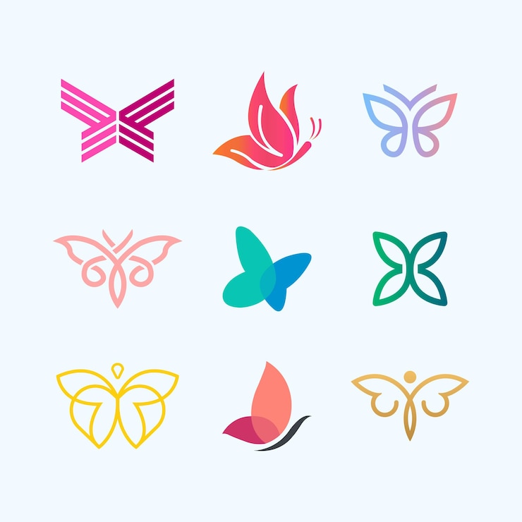 Vektori butterfly logos collection symbol designs for business