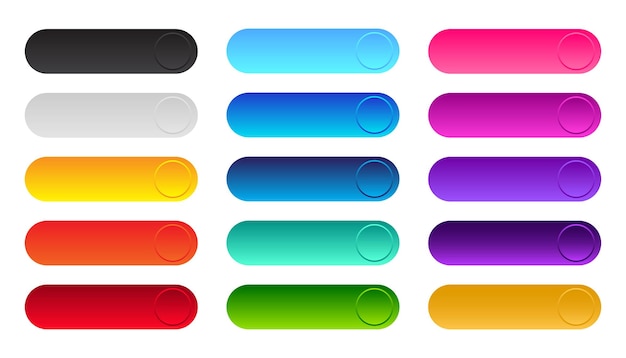 Button Set Colorful Glossy Buttons
