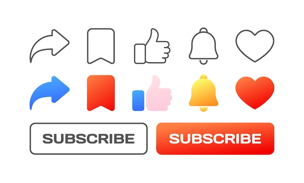 buttons for reactions under the post different styles color share pin thumbs up like subscribe icons reaction buttons vector icons