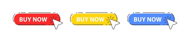 Buy now button icon Mouse cursor push to shop symbol Press on the site sale Online bar click in the store Promotion banner Vector illustration